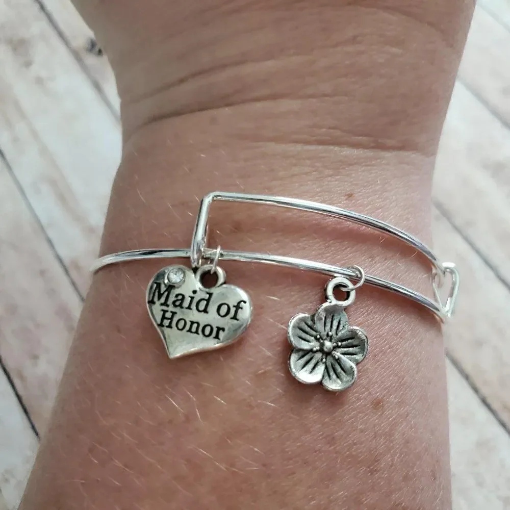 Maid of Honor Charm Bracelet, Wedding Jewelry